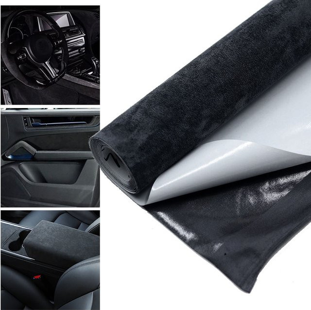 Selbstklebendes Wildleder-Klebeband in Schwarz für Autoinnenraum-Modifikationen und DIY-Projekte, B/H: 20 x 30 cm und 50 x 150 cm - Bild 1