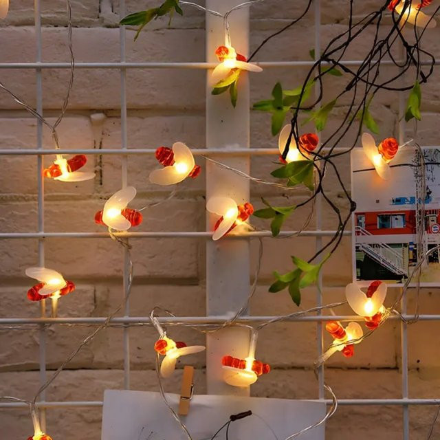 Peach Forest LED Bienen Lichterkette Batteriebetrieben für Schlafzimmer und Garten Dekoration mit 40 LEDs - Bild 1