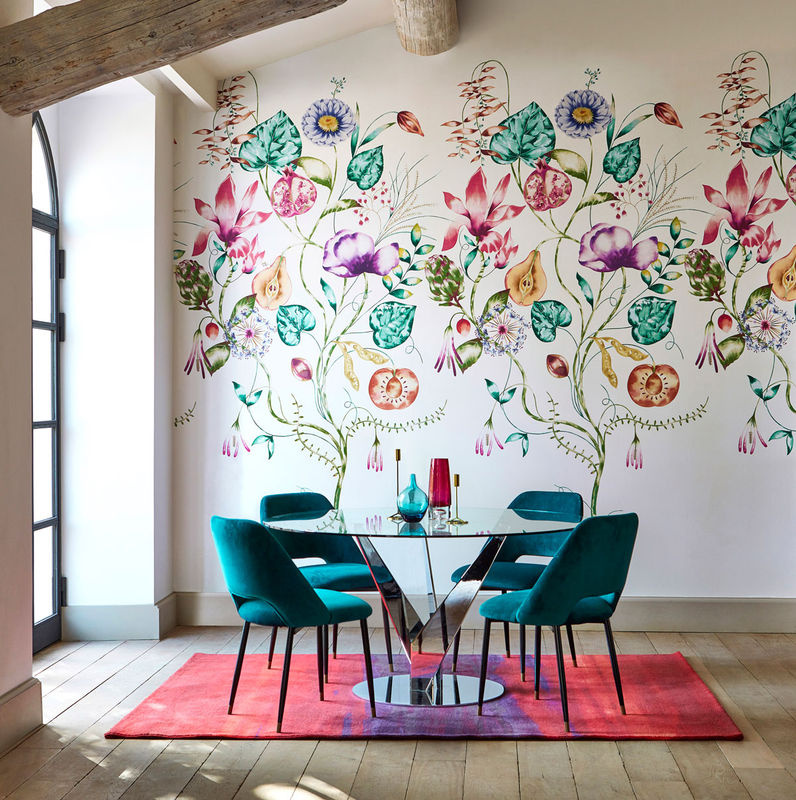 Harlequin Mural Quintessence Wandgestaltung Floral in Lagoon/Cerise Multicolor - Bild 2