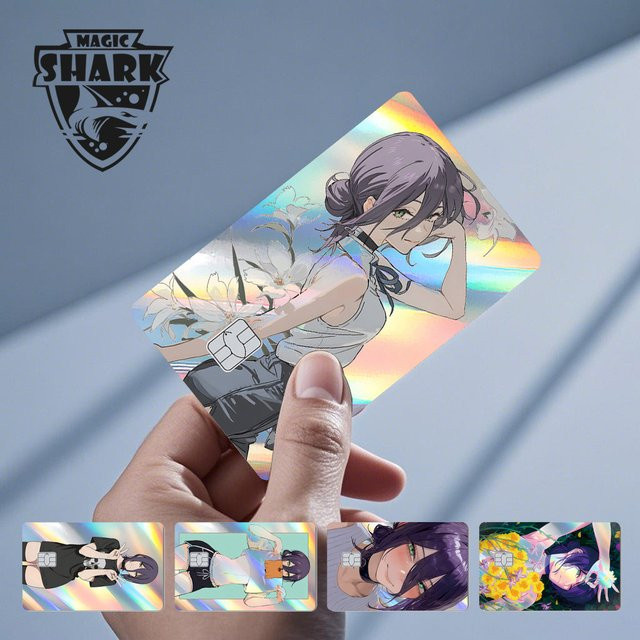 Bandai Magic Shark Reze Pretty Girl Holographic Shinny Laser Skin Credit Debit Bank Film Skin Cover Aufkleber - Bild 1