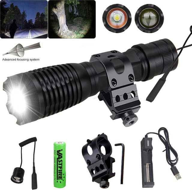 Taktische VASTFIRE C8s LED Taschenlampe mit Zoom, weißem, rotem und grünem Licht, USB-Ladbar, 18650 Akku, ideal für Jagd und Camping - Bild 1