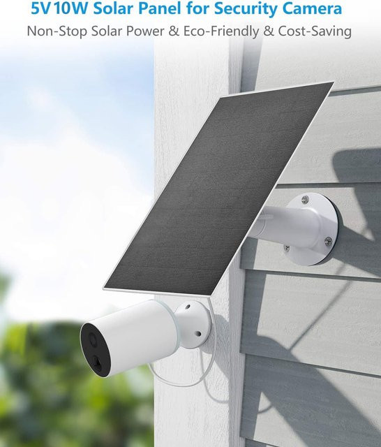 ELEGEEK 10W 5V Solarpanel mit Micro USB-C Anschluss für Sicherheitskameras und Heimbeleuchtungssysteme in Schwarz oder Weiß - Bild 1