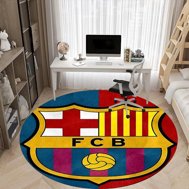 Runder Barcelona Fußball Teppich von YangJOJO, Mehrfarbig, Durchmesser: 120 cm - Bild 1