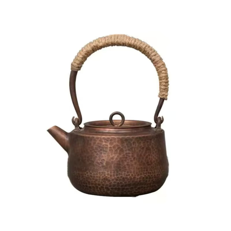 Handgefertigter Kupfer Wasserkocher im Vintage-Stil mit Hammer-Textur und Filter, Farbe Kupfer/Braun, 1,5 l - Bild 2