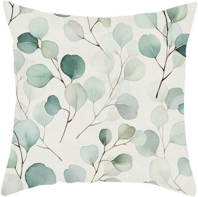 JMG Clothing Kissenbezug mit Pflanzen- und Blumenmuster in Grün, Kurzplüsch, B/B: 35 x 35 cm - Bild 1