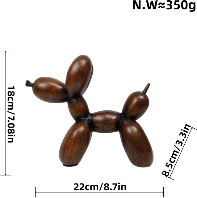 Yiran Furniture Nordische Ballonhund-Ornamente aus Harz in Schwarz, Weiß und Lila zur Desktop-Dekoration - Bild 1