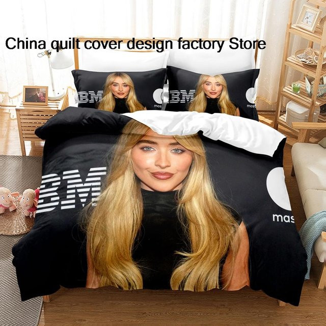Sabrina Carpenter Bettwäscheset aus Mikrofaser in Schwarz mit Bettbezug und Kissenbezug für Erwachsene und Kinder, B/H: 210 x 210 cm - Bild 1
