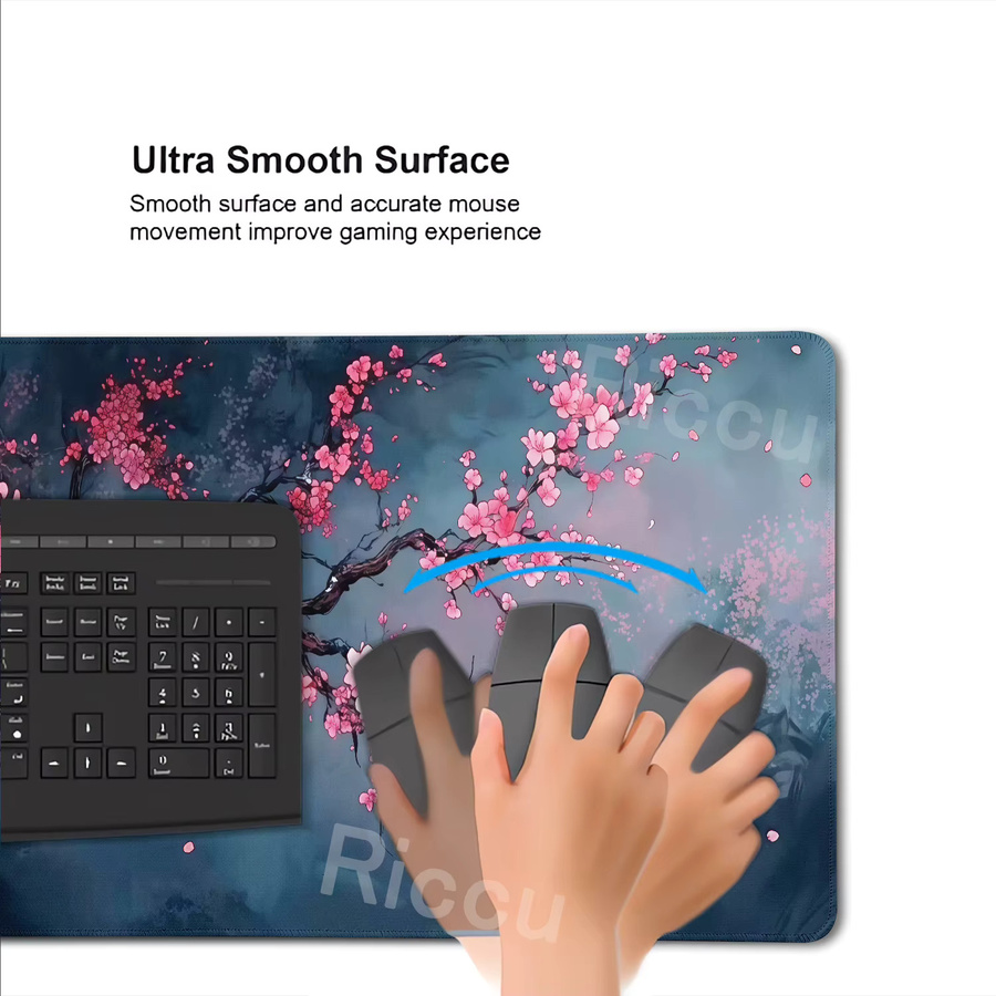 Riccu Mauspad Kirschblüten Landschaft Multicolour Rutschfeste Schreibtischmatte für Home Office und Gaming - Bild 5