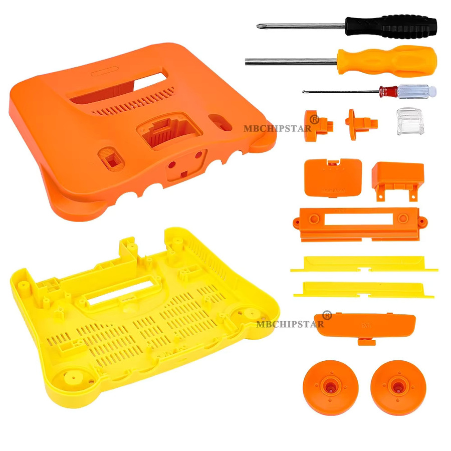 MBCHIPSTAR Ersatzgehäuse für N64 in Orange Gelb, transluzentes Retro-Shell-Gehäuse für Gaming-Zubehör - Bild 2