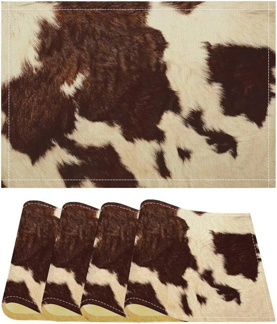 8er Set Platzsets im Retro Ländlichen Stil mit abstrakter ethnisch stammesgeometrischer Textur, B/B: 32 x 42 cm - Bild 1