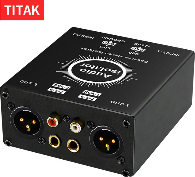 TITAK Audio-Isolator Stereo DI-Erdungskasten mit 3,5 mm Klinkenstecker in Schwarz zur Geräuschreduzierung - Bild 1