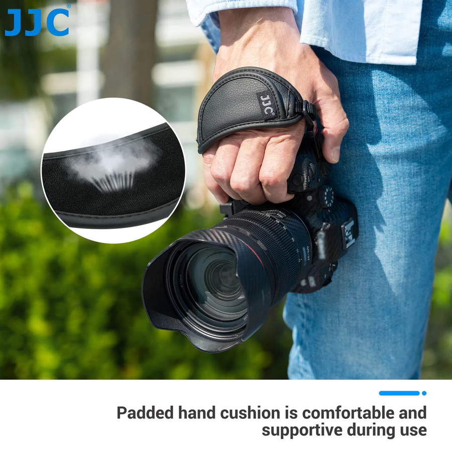 JJC Kamera Handschlaufe aus Leder mit Schnellverschluss in Schwarz für Canon, Sony und Olympus - Bild 3