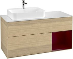 V&B Waschtischunterschrank Finion mit LED-Wandbeleuchtung und Regalfächern, Weiß, Breite: 120 cm - Bild 1