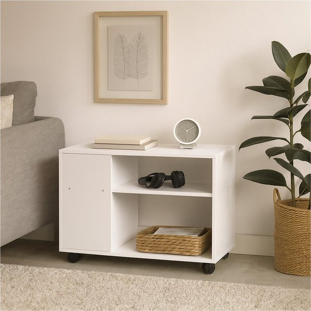 HTI-Living Beistelltisch Thekla in Weiß mit Rollen und mattem MDF-Finish - Bild 1