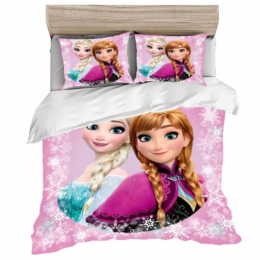 Paslu Frozen Prinzessin Bettwäsche Set Elsa mit Kissenbezügen, Farbe Pink, B/H: 140 x 210 cm - Bild 1