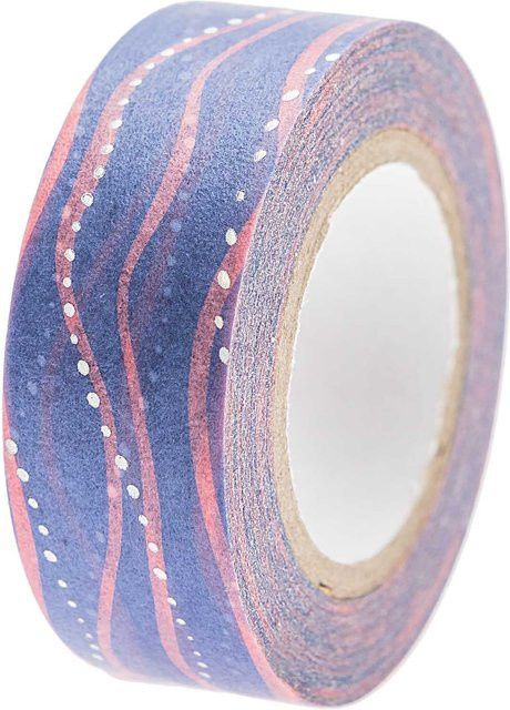 Rico Design Paper Poetry Tape Mermaid Wellen in Blau-Rosa, Breite: 1,5 cm, Länge: 10 m - Bild 1