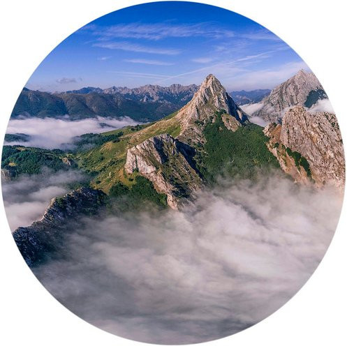 K&L Wall Art Vliestapete Cuadrado Nebel Gebirge Natur, runde Wandgestaltung in Mehrfarbig und Matt - Bild 1