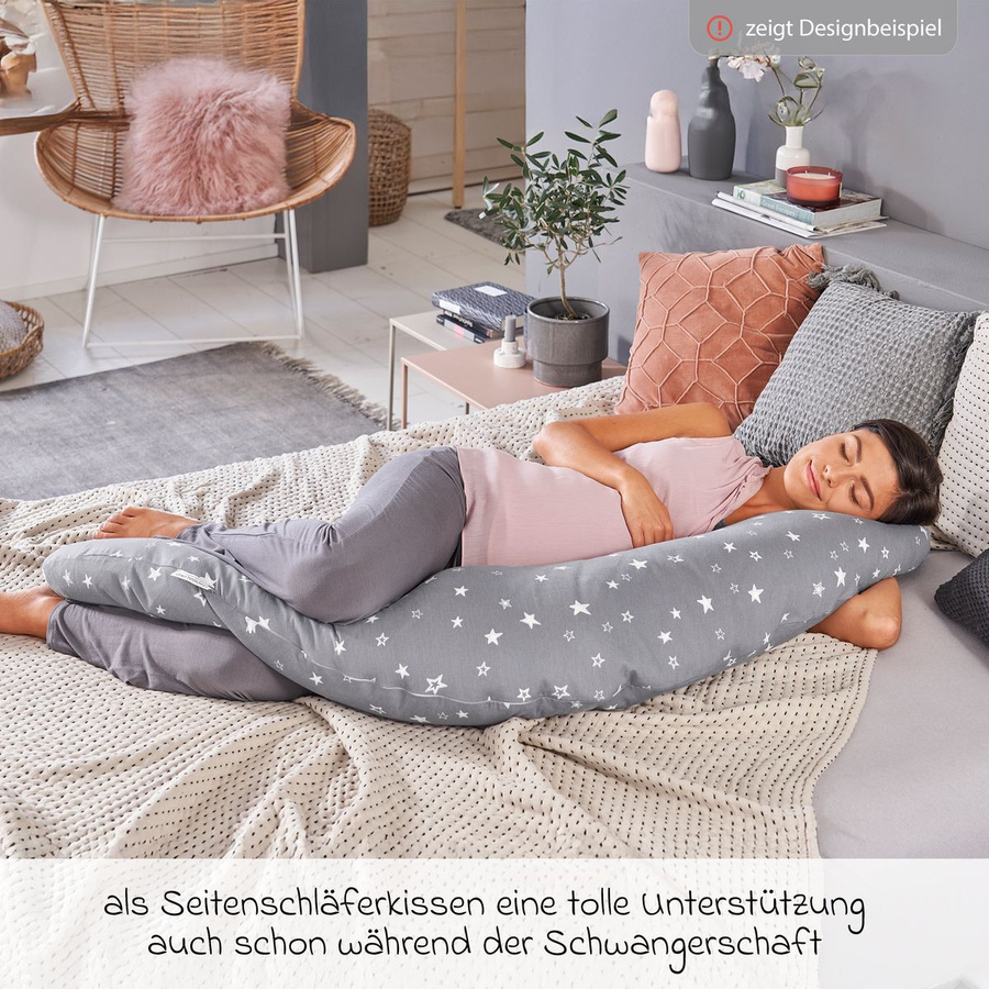 Theraline Stillkissen Das Original mit Dinkelspelz-Füllung und Bamboo-Bezug in Kieselgrau, Länge: 190 cm - Bild 2