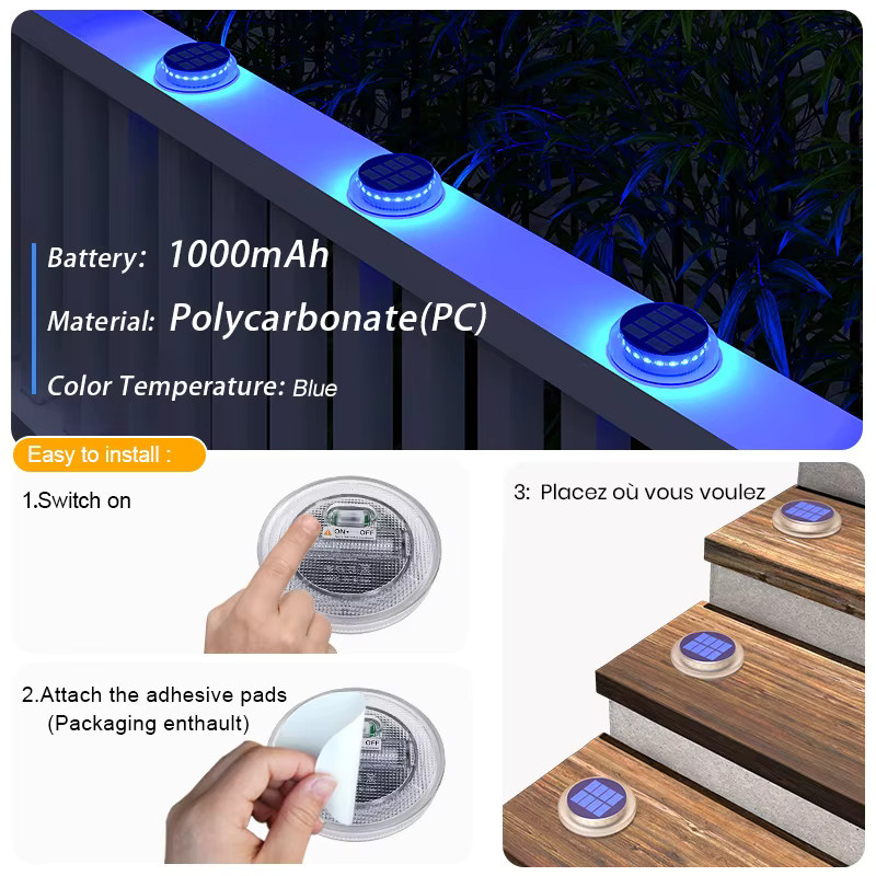 Yilaie Solar-LED-Außenleuchten mit IP68 Wasserdichtigkeit für Garten, Terrasse und Treppen - Bild 4