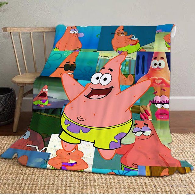 Potdemiel Kawaii Patrick Star Decke im Aesthetic-Design für Sofa und Bett, karierte Sommerdecke - Bild 1