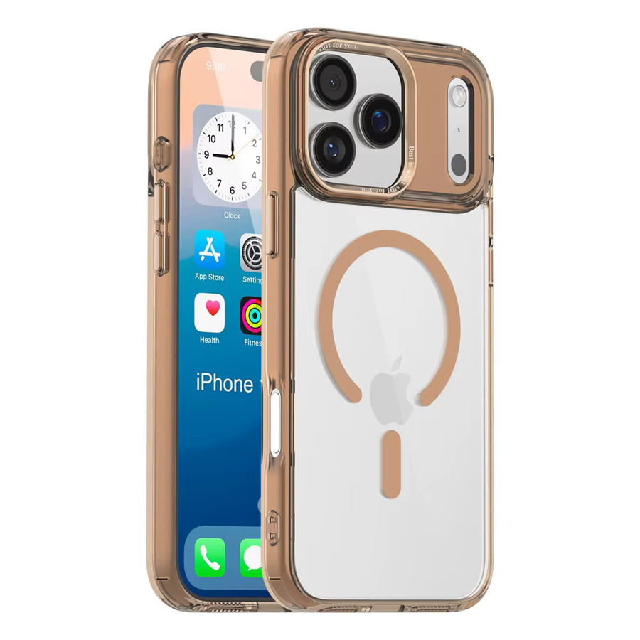 Xeber MagSafe Kompatible Stoßfeste Schutzhülle für iPhone 11 bis 17 Pro Max Plus Transparent Orange - Bild 6