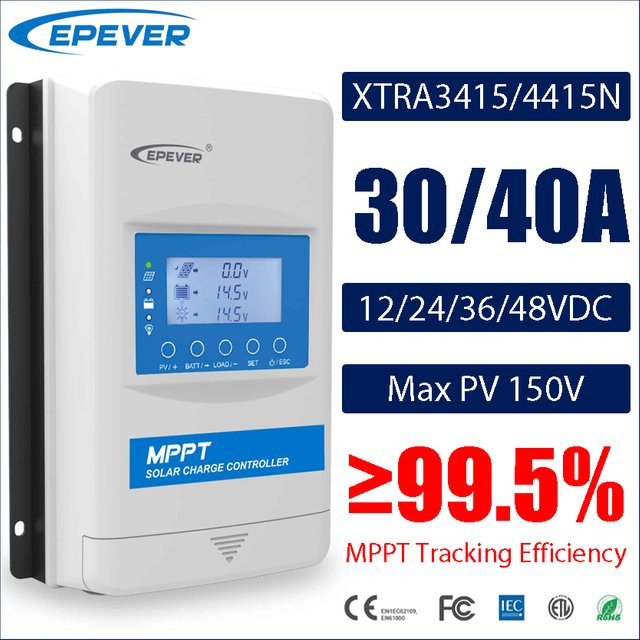 Epever Xtra MPPT Solar Laderegler für 12/24/36/48V Lithium Batterien, max. 150V PV, Farbe: Weiß - Bild 1