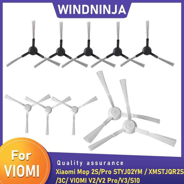 Ninja Seitenbürste in Schwarz aus Kunststoff für Xiaomi Mijia LDS STYTJ02YM Conga 3490 Viomi V2 PRO V3 SE S12 Mopp P 2S Staubsauger Ersatzbürste links und rechts - Bild 1