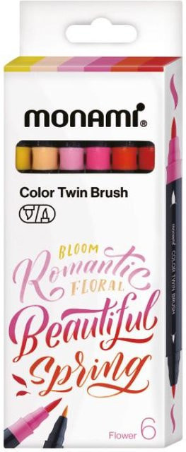 Monami Twin Brush Doppelseitige Marker mit Pinselspitzen in 6 Farben Multicolor - Bild 1