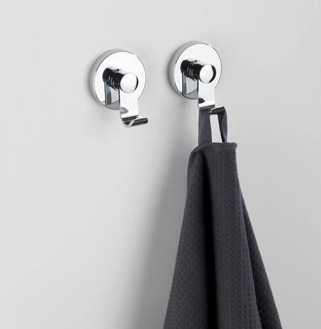 Wenko Vacuum-Loc Haken-Set Irun in Silber, 2er Set ohne Bohren, B/T/H: 6 x 7 x 5 cm - Bild 1