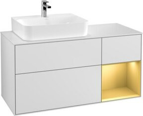 V&B Finion Waschtischunterschrank mit LED-Beleuchtung und Regalfach, Weiß lackiert, Breite: 120 cm - Bild 1