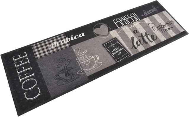 vidaXL Küchenteppich aus Samt in Schwarz und Kaffeebraun, waschbar und rutschfest, B/T: 60 x 180 cm - Bild 1