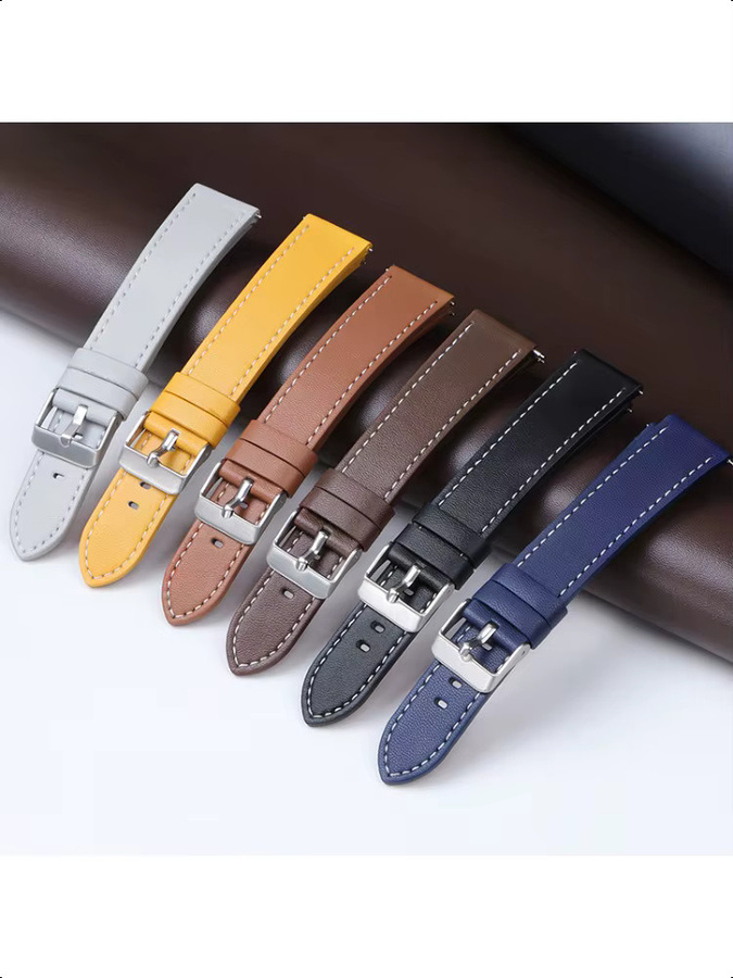 HQstrap Uhrenarmband Leder, 20mm 22mm, Schwarz Braun Blau, Unisex - Bild 6