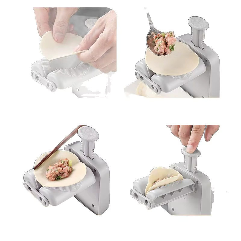 Weiße Knödelpresse aus Kunststoff zur DIY-Herstellung von Wontons und Fleischkuchen in runder Form - Bild 4