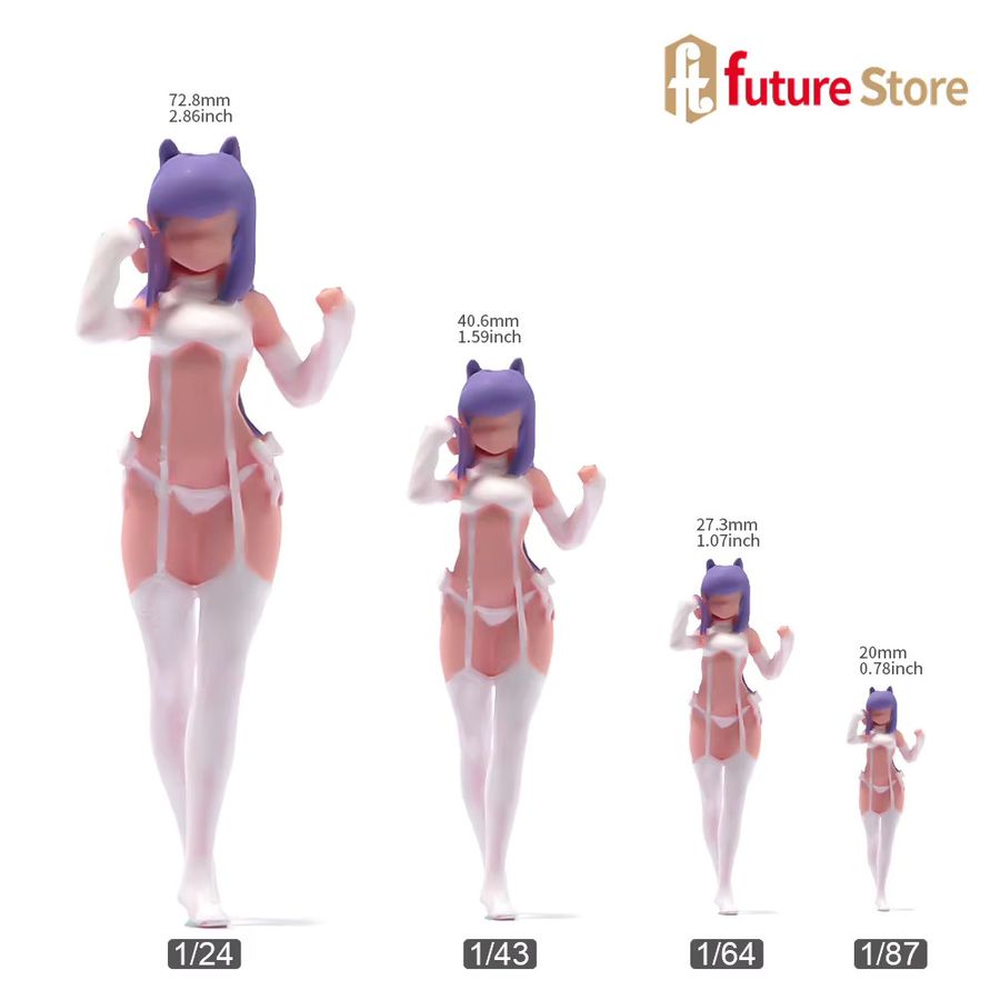 MAK Anime Mädchen Miniaturfigur mit langem Haar für 3D Diorama Modelle und kreative Szenen-Dekoration - Bild 2