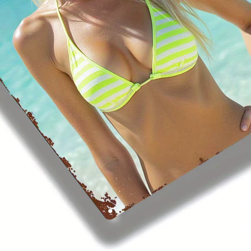 Metallschild Beach Lady von CIFBUY in Multicolour, Vintage-Wandkunst aus Blech, B: 20,3 cm, H: 30,5 cm - Bild 5