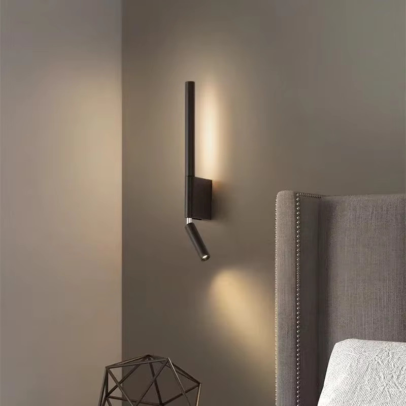 Pumous Nachttisch-Wandleuchte in Schwarz, 330 Grad drehbare Leselampe mit Schalter im minimalistischen nordischen Design - Bild 2