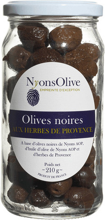 NyonsOlive Schwarze Oliven mit Kräutern der Provence 210 g