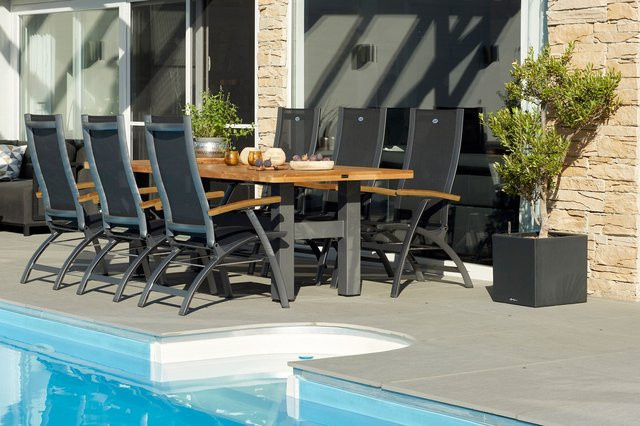 Hartman Garten-Essgruppe Yasmani/Primo in xerix/natur mit 6 Klappstühlen und Teak-Armlehnen, Tisch B: 240 cm, T: 100 cm, H: 77 cm - Bild 1