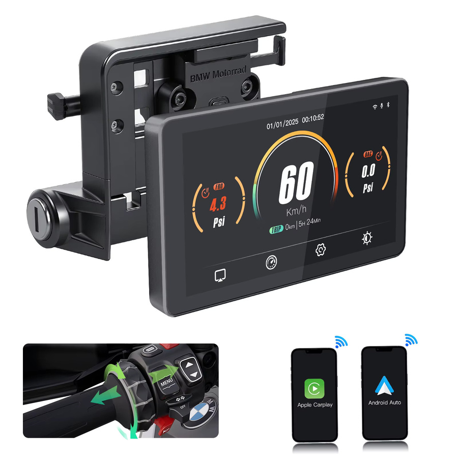CARABC 6-Zoll MB6 Motorrad-Navigationssystem mit Wireless Carplay und Android Auto in Schwarz für BMW F750GS XR M1000 R1200GS R1250GS R1300GS S1000XR - Bild 7