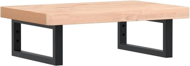 vidaXL Waschbeckenregal zur Wandmontage aus Stahl und Massivholz Buche in Schwarz-braun - Bild 1