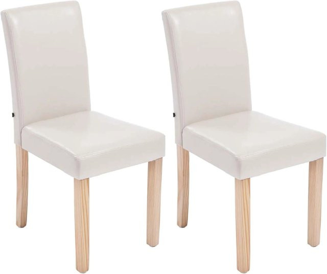 2er Set Esszimmerstühle DALAN von DELUKE aus Kunstleder in Creme und Hellbraun, B/T/H: 41 x 47 x 91 cm - Bild 1
