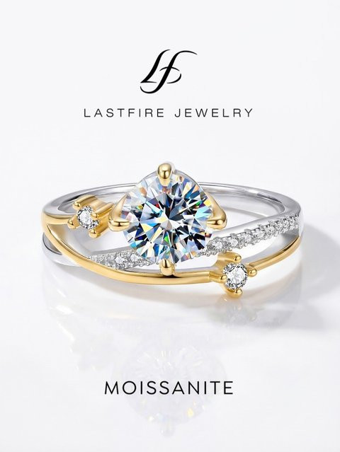 Star Trading Eheringe, 925 Silber, Moissanit-Diamant, Damen - Bild 1