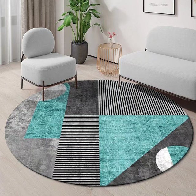 Runder Teppich WTEMPO in Multicolour, modernes Design für Wohnzimmer, Schlafzimmer und Home Office, Durchmesser: 120 cm - Bild 1
