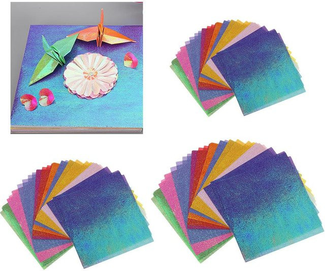 50 Stück glitzernde Origami-Bastelpapiere in Multicolour für DIY-Projekte und Party-Dekoration - Bild 1