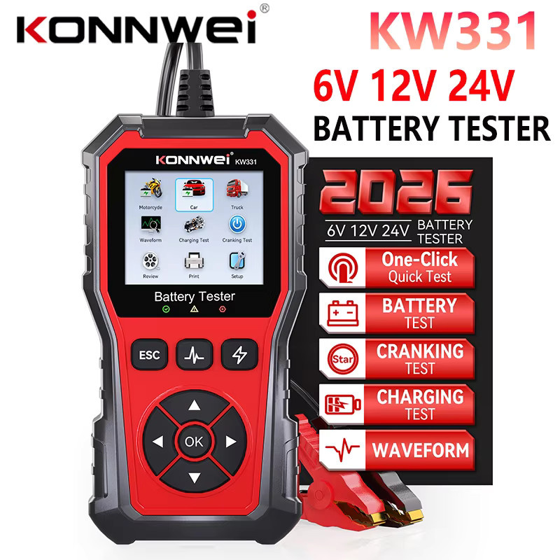 KONNWEI KW331 Auto Batterie Tester für 6 V-12 V-24 V und 100-2000 CCA professioneller Anlasser und Ladeschaltung Analysator - Bild 7
