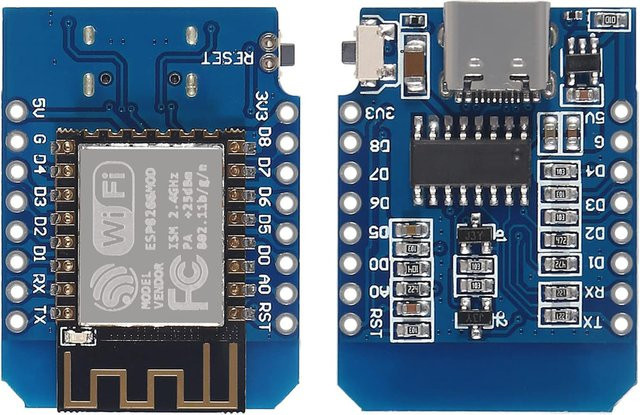 AOKIN ESP8266 D1 Mini NodeMCU WiFi Modul mit ESP-12F und 4MB Flash in Blau mit USB-C und Micro USB Anschluss für Arduino - Bild 1