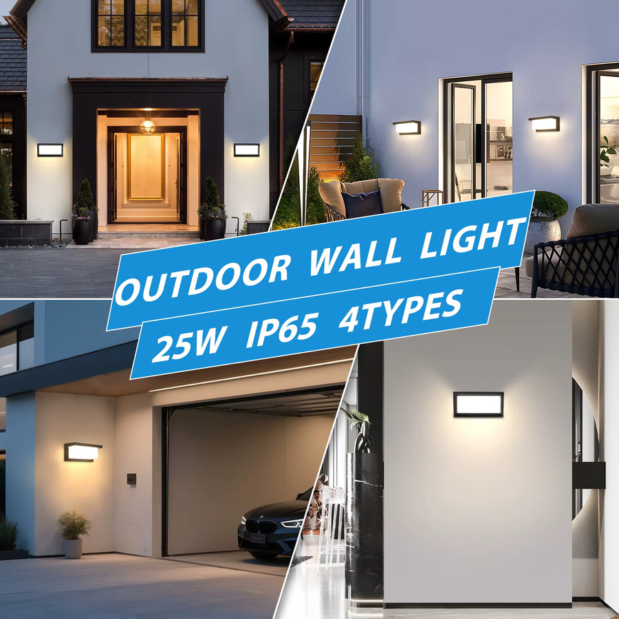 CHENBEN Quadratische LED-Unterputz-Wandleuchte in Schwarz, 25 W, IP65 wasserdicht, modern für Wohnzimmer, Schlafzimmer, Garten, Flur und Balkon - Bild 5
