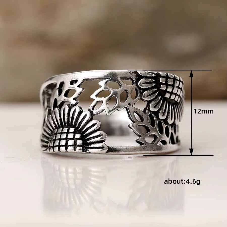 Huitan Damenring, Blumen- und Blatt-Design, silberfarben, Damen - Bild 5