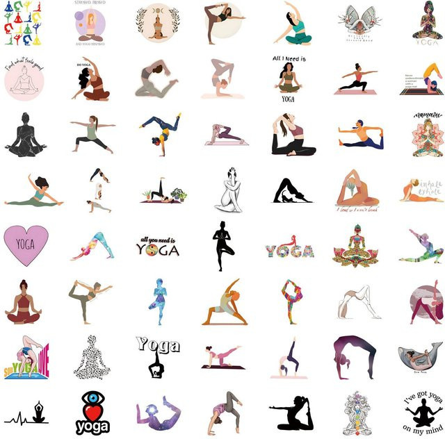 55 Stück Cartoon Yoga Übungsaufkleber von Rd lala in Multicolour für DIY Scrapbooking und wasserfeste Dekoration - Bild 1