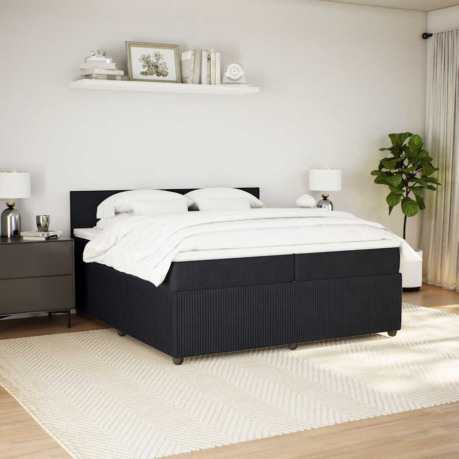 vidaXL Boxspringbett mit Matratze aus Samt in Schwarz mit USB-Ladeport und Unterbettbeleuchtung B/T/H: 200 x 200 x 100,5 cm - Bild 5